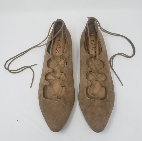 me too Shoes - 🔴 6 for $25 Leather Flats Lace up Ankle 10 Tan